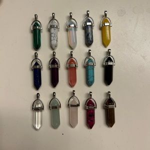 15 Piece Hexagonal Crystal Necklace Charms